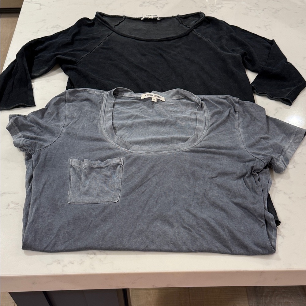 Cotton Citizen Women’s Black and Gray T-Shirts Size Small